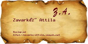 Zavarkó Attila névjegykártya
