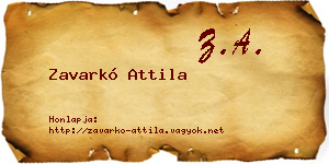 Zavarkó Attila névjegykártya